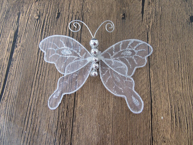 6Pcs White Butterfly Clip-on Decoration Hair Clip - Click Image to Close