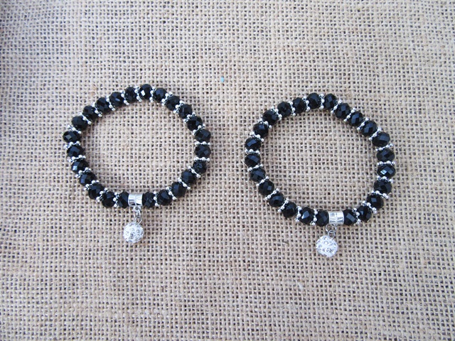 12Pcs Black Glass Beaded Bracelets 7cm Dia. 12Pcs Black Glass Beaded Bracelets 7cm Dia.