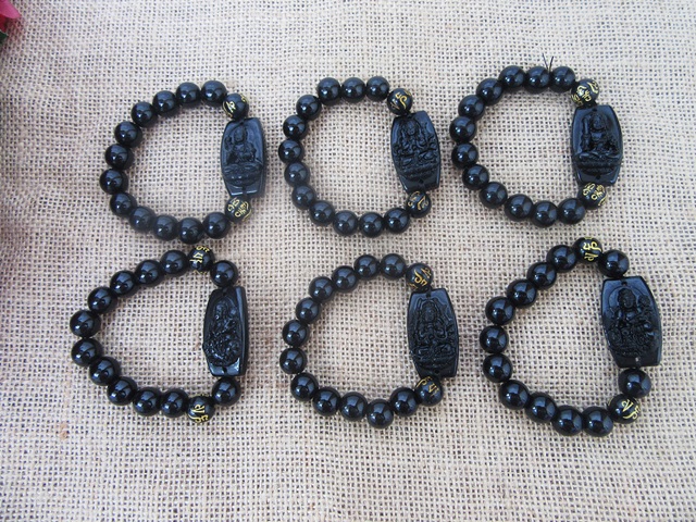 10Pcs Elastic Black Gemstone Rock Stone Bracelet 10mm Bead 10Pcs Elastic Black Gemstone Rock Stone Bracelet 10mm Bead