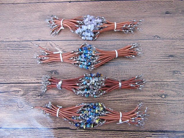 6bundle x 20pcs Leather Unfinished Bracelets with Rock Stone Chi