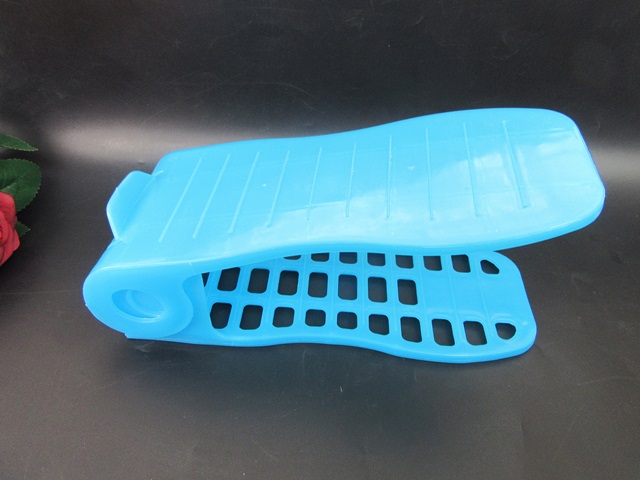 2Sets Blue Display Rack Shoes Organizer Space-Saving Plastic Ra - Click Image to Close