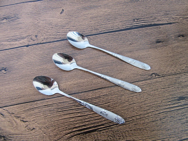 10Pcs Long Handled Stainless Steel Tableware Spoon 13.5cm - Click Image to Close