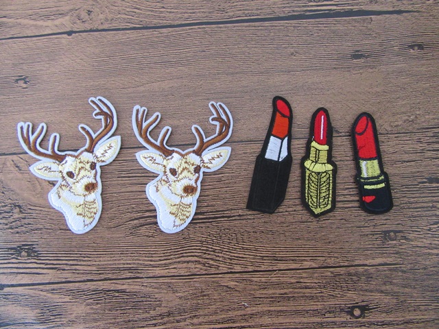 50Pcs Deer Lipstick Sew On Patch Badge Fabric Clothes Craft Stic - Click Image to Close
