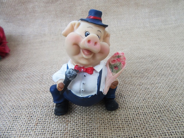 4Pcs Piggie Singer Ornament Figurine Desktop Home Decoration - Click Image to Close