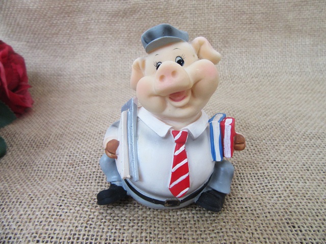 4Pcs Piggie Teacher Ornament Figurine Desktop Home Decoration - Click Image to Close