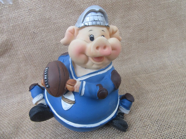 5Pcs Piggie Rugby Boy Ornament Figurine Desktop Home Decoration - Click Image to Close