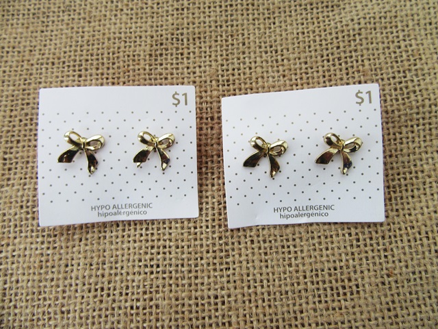 10Pkts X 6Pairs Bowknot Earring Studs Ear Stud Retail Package - Click Image to Close
