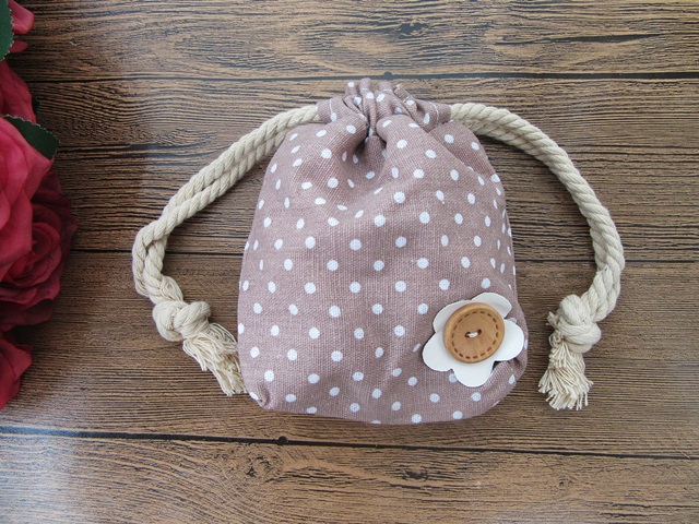 12Pcs Dotted Hemp Drawstring Jewelry Gift Pouches 17x14cm - Click Image to Close