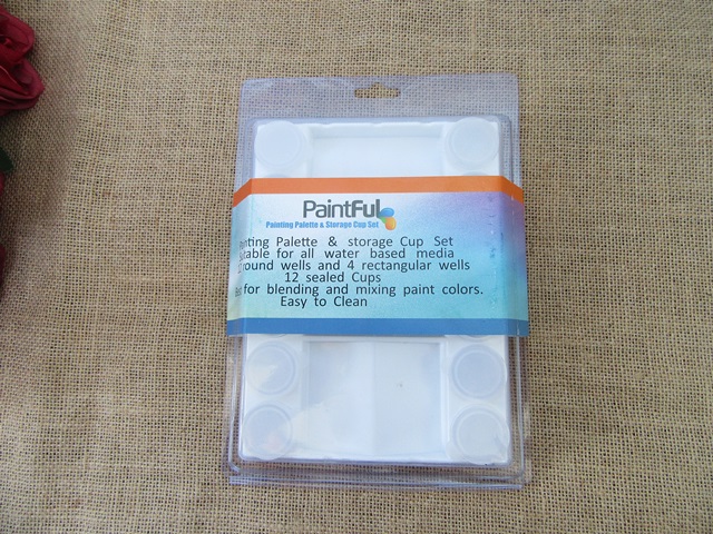 10Pcs Paint Palette Tray Storage Cup Set Plastic Box with lid - Click Image to Close