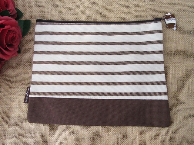 12X New Fabric Stripe File Folder Expanding Wallet 27x22cm - Click Image to Close