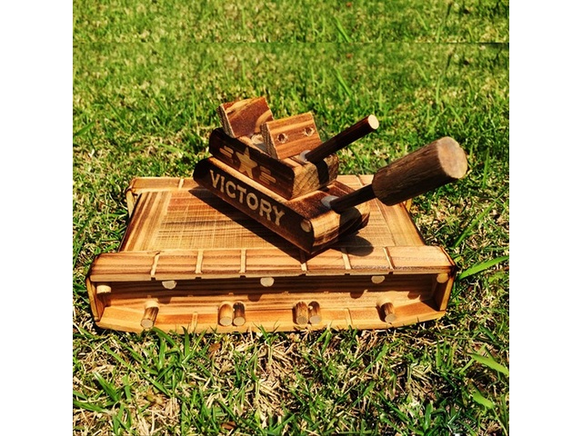 1X Kids Tank Model Wood Physics Experiment Toy Music Box