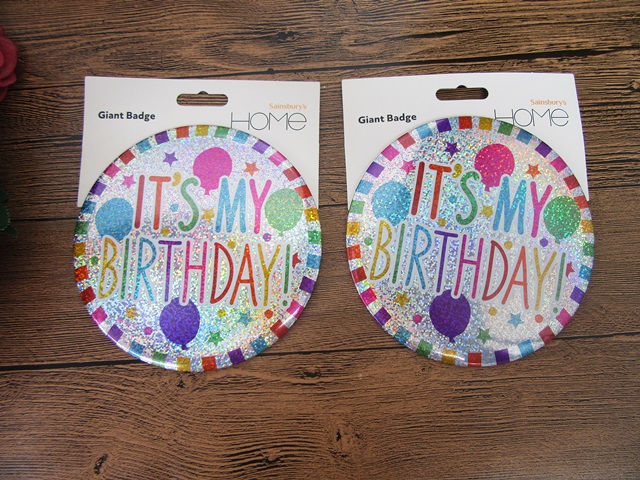 10Pcs Happy Birthday Jumbo Gaint Badges Party Favor 15cm Dia. - Click Image to Close