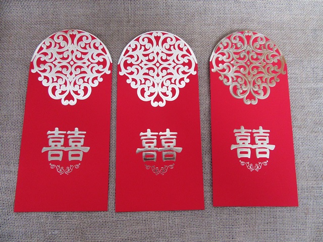 6Pcs Wedding Invitation Envelope - Double Happiness Packet De