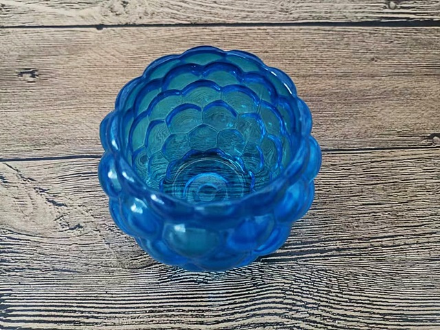 10Pcs Glass Lotus Pattern Tea Light Holder - Blue - Click Image to Close