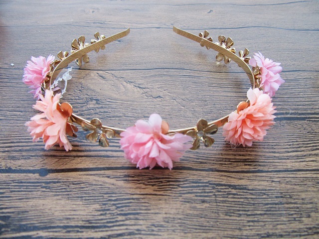 6X Pink Flower Forehead Garland Headband Hairclip Headwear