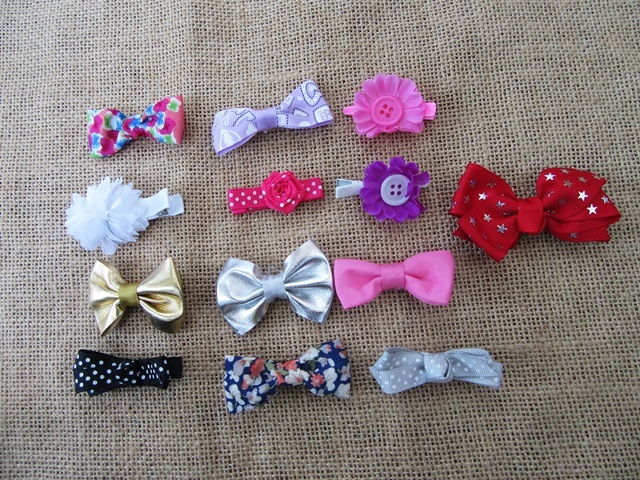 36Pcs Duckclip Hair Clips with Bowknot/Flower Assorted 36Pcs Duckclip Hair Clips with Bowknot/Flower Assorted