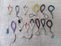 30Pcs Handmade Knitted Mobile Phone Tags Straps with Beads Assor