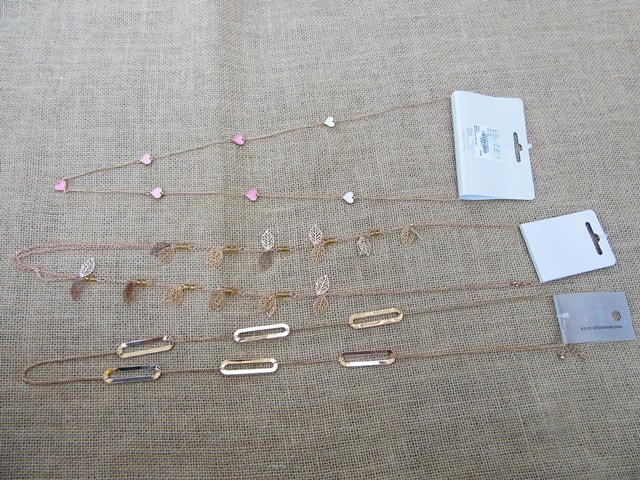 12Pcs Metal Chain Necklace with Charms Assorted