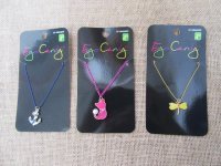 12X Metal Chain Dragonfly Cat Necklace with Assorted Pendants 12X Metal Chain Dragonfly Cat Necklace with Assorted Pendants