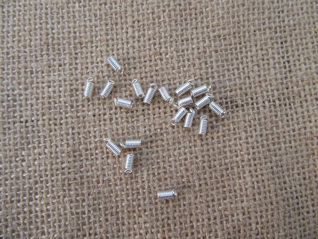 100Pkts X 20Pcs Silver Plated Spring Coil Ends Connector Finding - Click Image to Close
