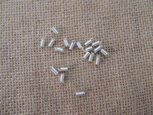 100Pkts X 20Pcs Silver Plated Spring Coil Ends Connector Finding 100Pkts X 20Pcs Silver Plated Spring Coil Ends Connector Finding