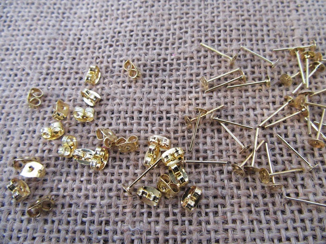 50Pkts X 50Sets (100Pcs) Flat Peg Earring Posts Studs with Earri 50Pkts X 50Sets (100Pcs) Flat Peg Earring Posts Studs with Earri