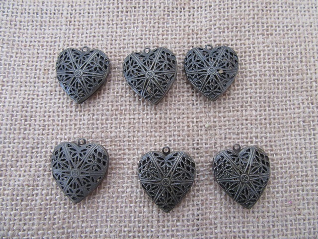 50Pcs Bronze Heart Shape Beads Pendants Charms Jewelry Finding