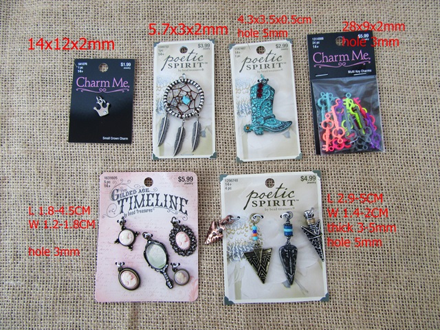 6Pkts X 3Sheets Beads Pendants Charms Jewelry Finding Assorted - Click Image to Close