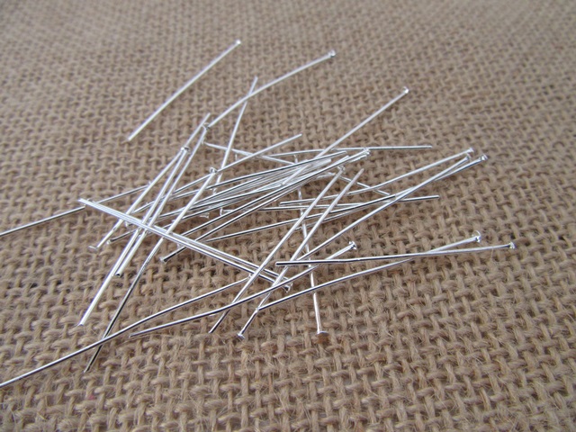 50Pkts X 50Pcs Silver Plated 41mm Head Pins Jewelry Finding - Click Image to Close
