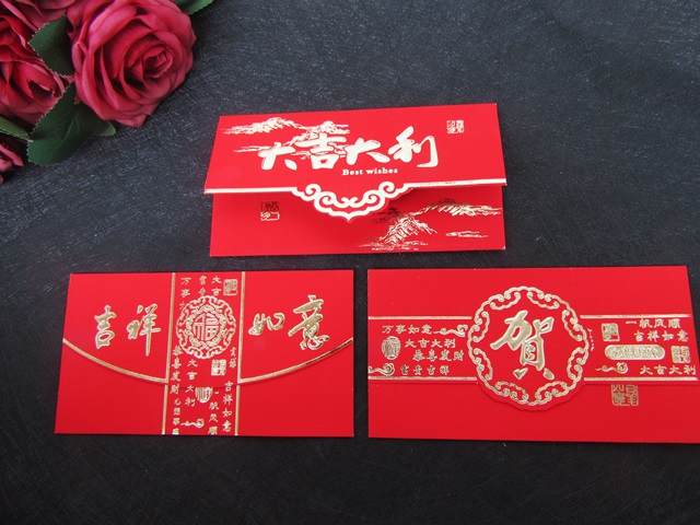 12Pkts X 6Pcs Chinese Traditional RED PACKET Envelope Assorted - Click Image to Close