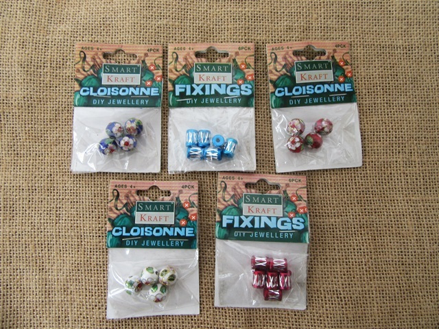 12Pkts Cloisonne Beads Tube Aluminium Beads Mixed Reatail Packag