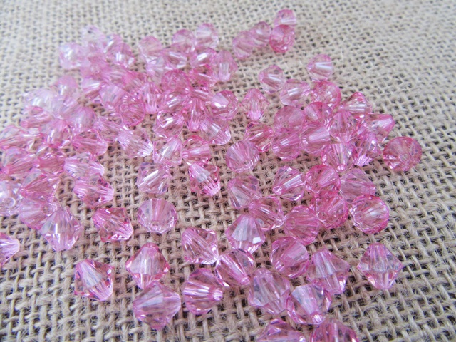 2400Pcs Pink Faceted Bicone Beads Jewellery Finding 8x8mm - Click Image to Close