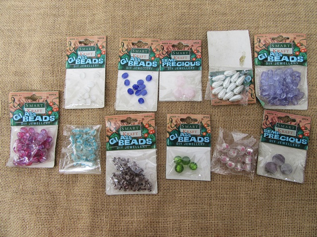12Pkts Glass Beads Assorted Retail Package - Click Image to Close