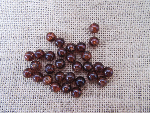 170Pcs Lampwork Light Brown Glass Beads 10mm - Click Image to Close