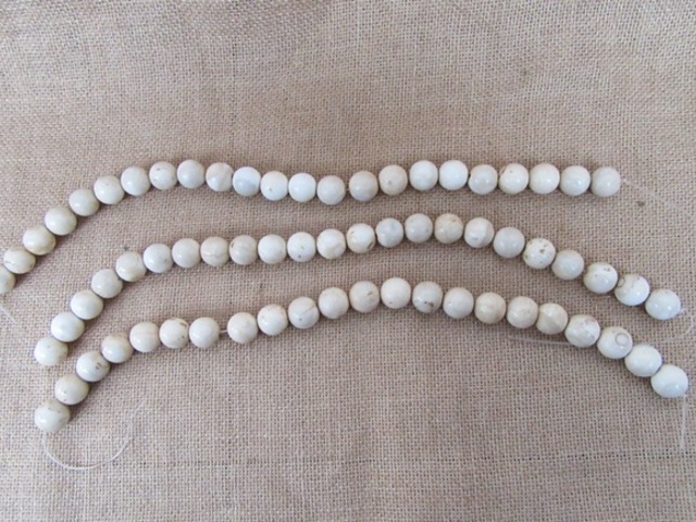 3Strands X 23Pcs White Round Genstone Beads 18mm Dia.