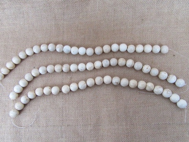 3Strands X 23Pcs White Round Genstone Beads 18mm Dia. - Click Image to Close