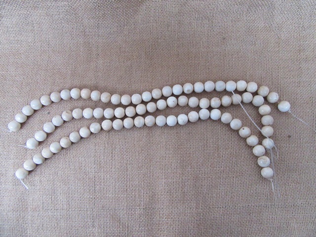 3Strands X 27Pcs White Round Genstone Beads 15mm Dia.