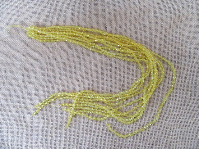 10Strands X 72Pcs Light Yellow Faceted Crystal Glass Beads 6x4mm - Click Image to Close