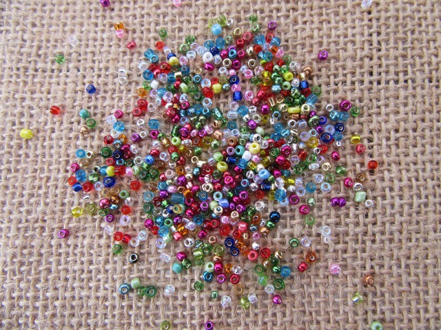 250Grams Round Glass Seed Beads 2-3mm Mixed Color - Click Image to Close