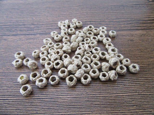 600Pcs Handmade Knitted Hemp Beads 6mm Dia. - Click Image to Close