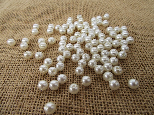 2000Pcs Ivory Round Imitation Simulate Pearl Loose Beads 8mm Dia - Click Image to Close