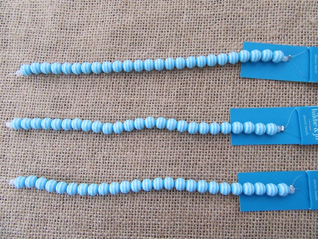 18Strands X 25Pcs Blue Round Plastic Beads 8mm - Click Image to Close