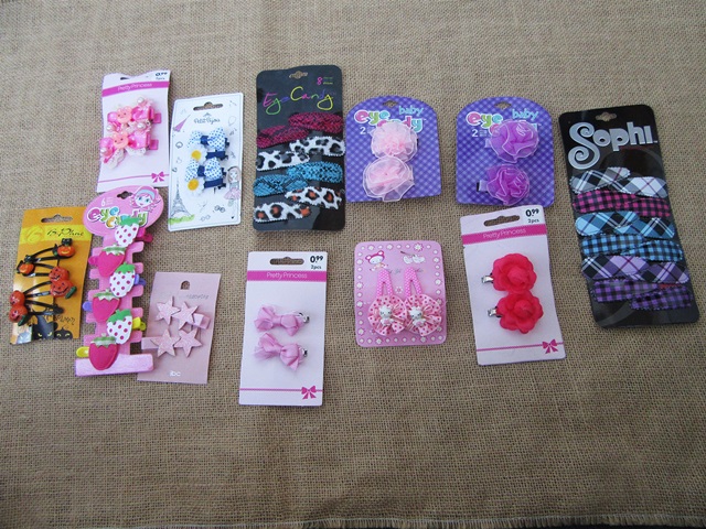 12Sheets BB Snap Duckclip Hair Clips Assorted - Click Image to Close