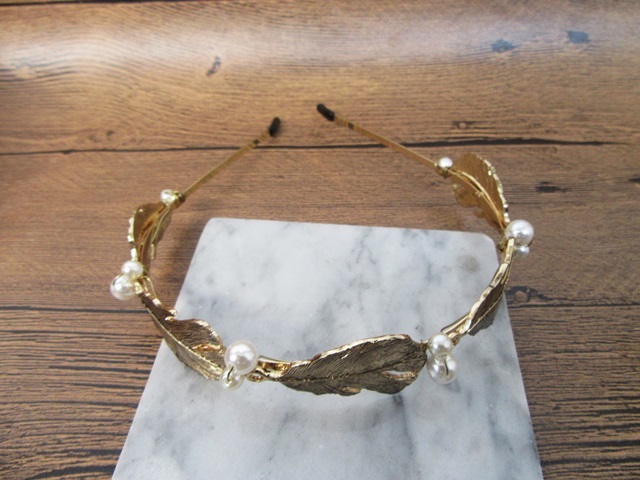 6Pcs Golden Elegant Bridal Wedding Tiara Crown Pearl Headband