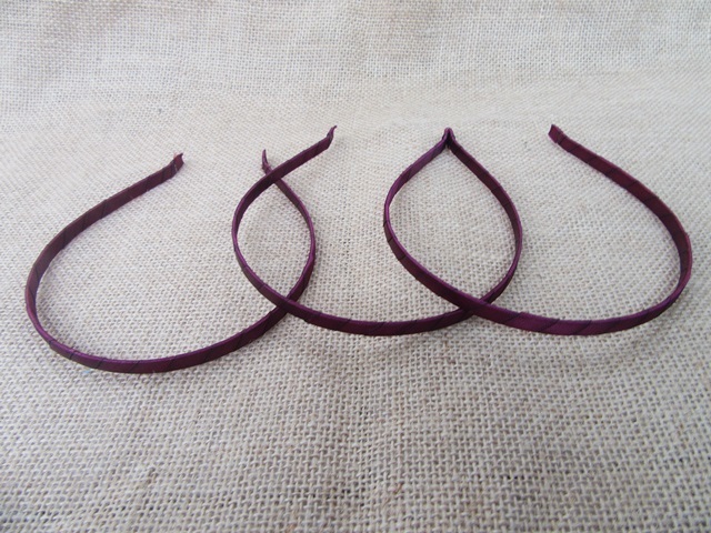20Pcs Dark Purple Hair Band Headband with Satin Cover 7mm Wide