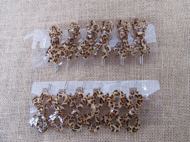 12X Fashion Leopard Bowknot Hair Clips Hairclips 7cm - Click Image to Close