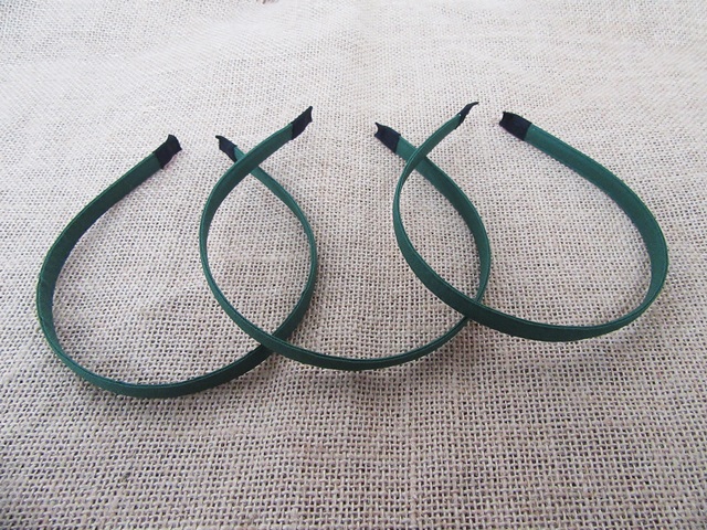 20Pcs Dark Green Hair Band Headband NO Teeth 10mm Wide - Click Image to Close