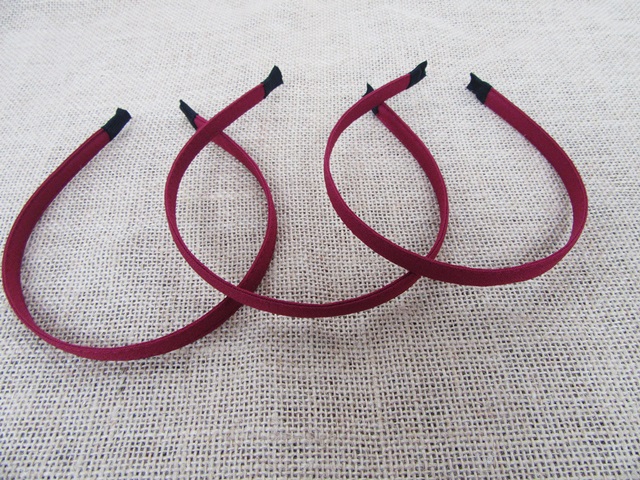 20Pcs Wine Red Hair Band Headband NO Teeth 10mm Wide - Click Image to Close