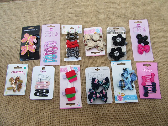 12Sheets Girl's BB Snap Duckclip Hair Clips Hairclips Assorted - Click Image to Close