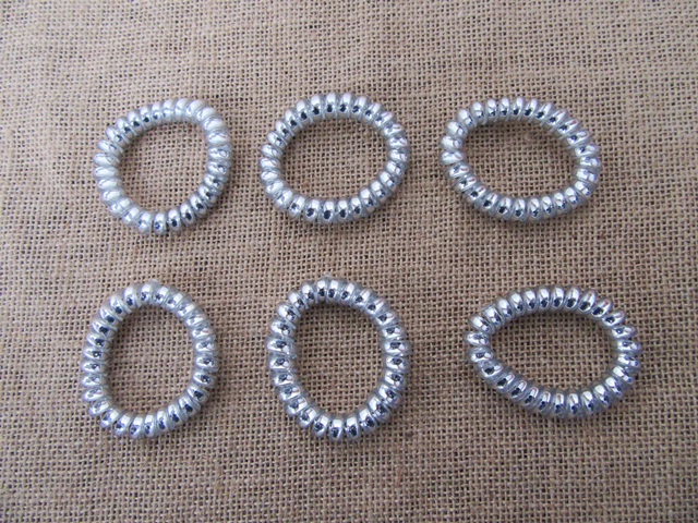 100Pcs Silvery Coil Spring Hair Tie Hair Elastic 6cm Dia. - Click Image to Close